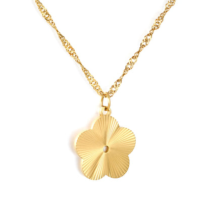 Wholesale Plum Blossom Engraved Necklace - Stainless Steel Hypoallergenic Jewelry for Women, Waterproof & Tarnish Resistant, Bulk Wholesale Supply