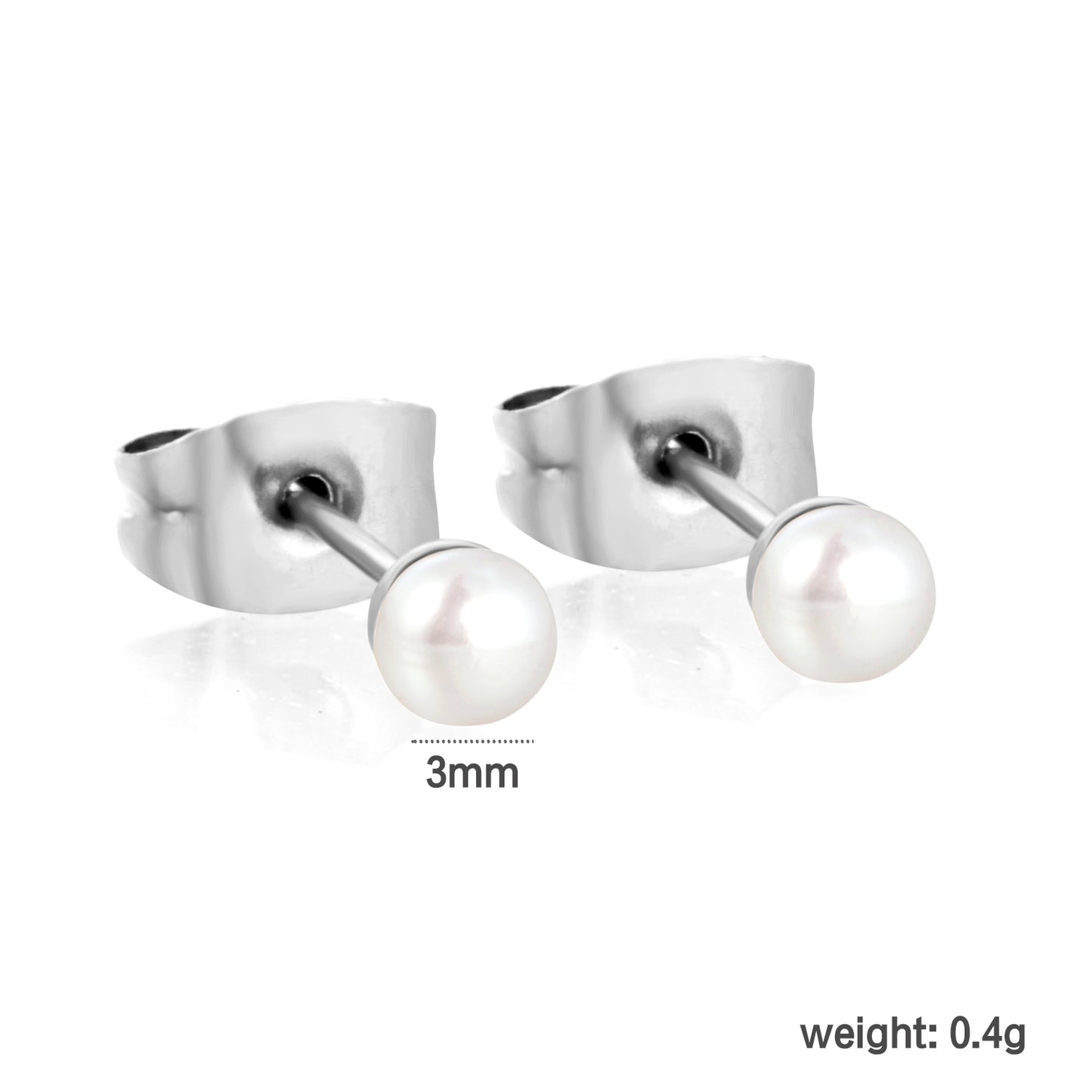 3mm Freshwater Pearl Earrings for Women, 18k gold plated Stainless Steel Ear Studs, Hypoallergenic Pearl Earrings