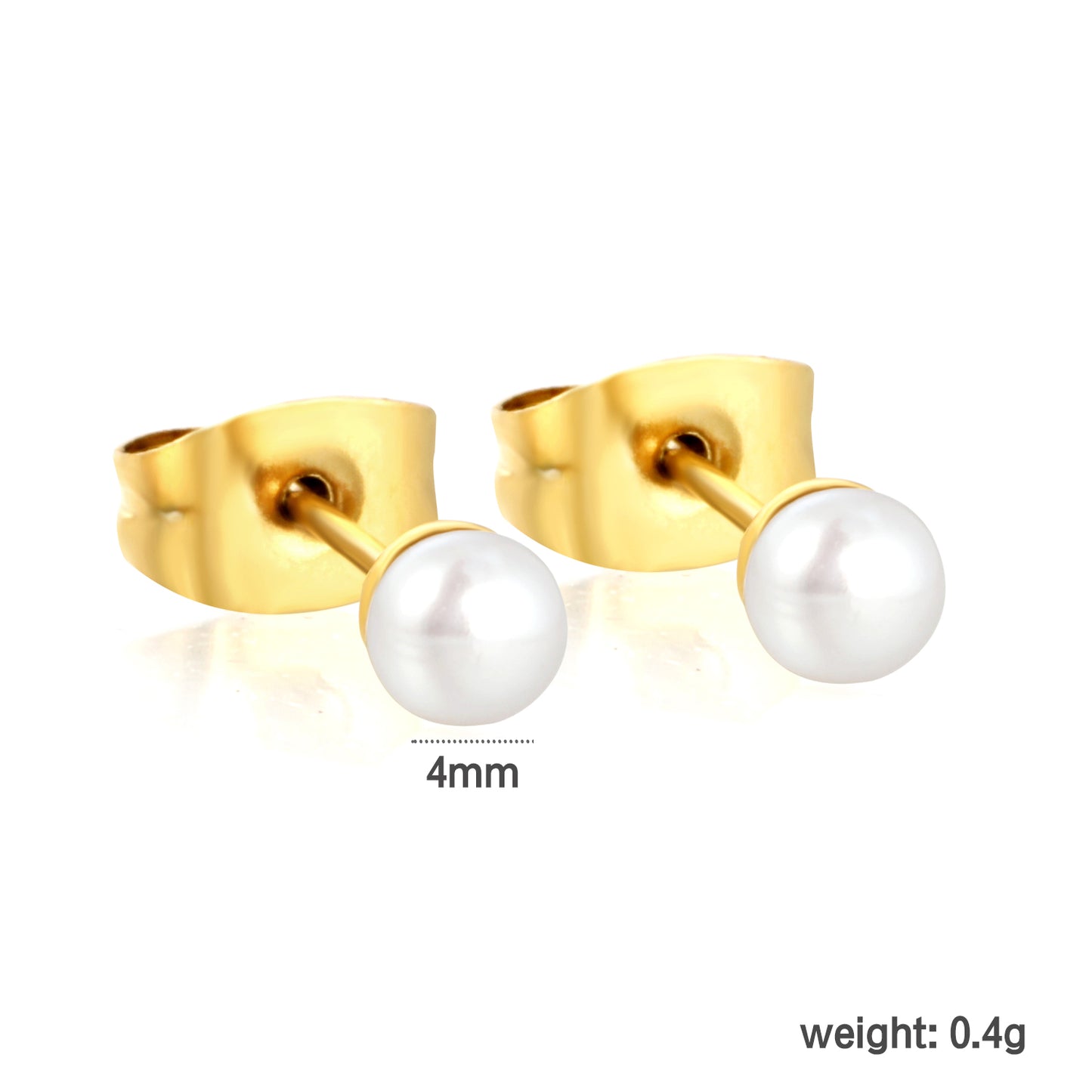 3mm Freshwater Pearl Earrings for Women, 18k gold plated Stainless Steel Ear Studs, Hypoallergenic Pearl Earrings