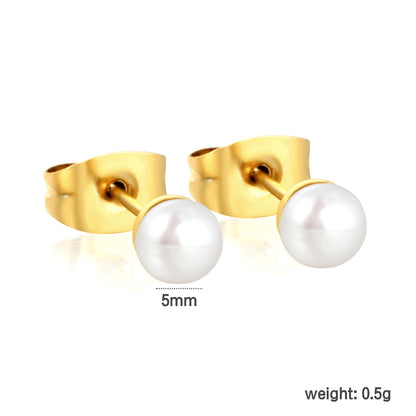 3mm Freshwater Pearl Earrings for Women, 18k gold plated Stainless Steel Ear Studs, Hypoallergenic Pearl Earrings