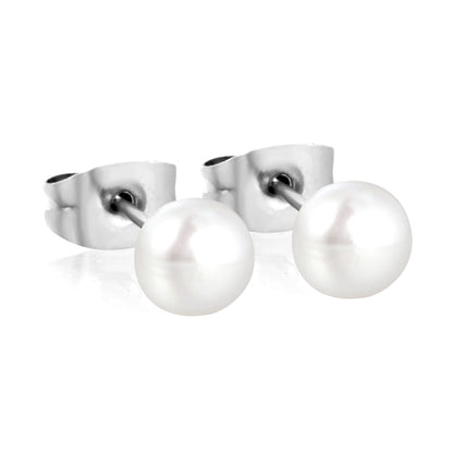 3mm Freshwater Pearl Earrings for Women, 18k gold plated Stainless Steel Ear Studs, Hypoallergenic Pearl Earrings