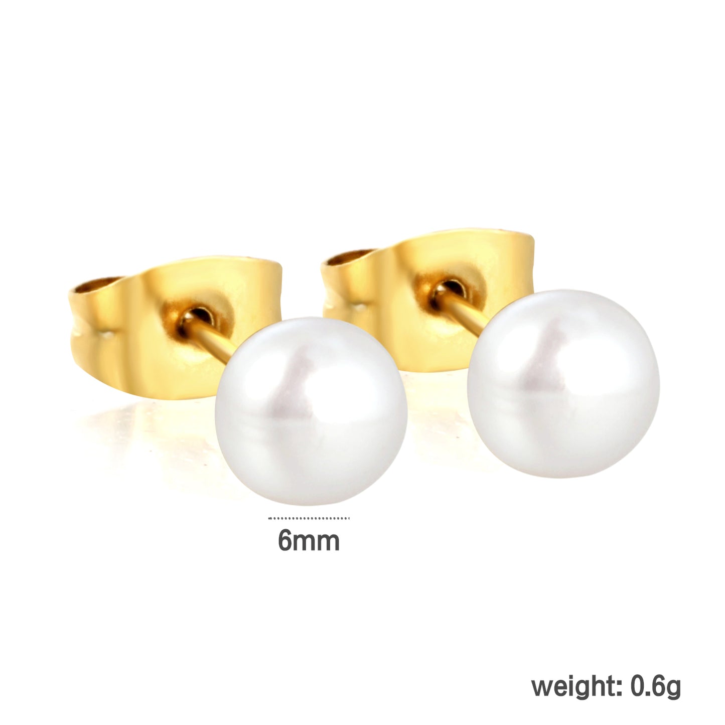 3mm Freshwater Pearl Earrings for Women, 18k gold plated Stainless Steel Ear Studs, Hypoallergenic Pearl Earrings