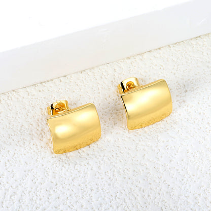 Trendy Geometric Stainless Steel Studs Earring 11.5*15mm PVD 18K gold