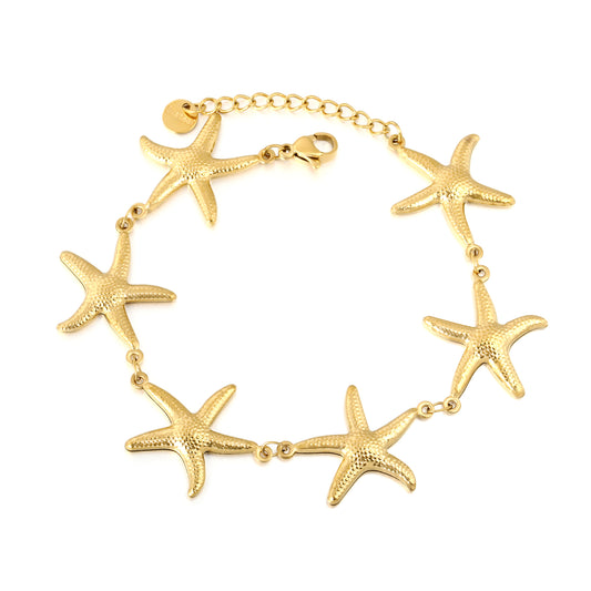 Wholesale Starfish Beach Bracelet | Waterproof Hypoallergenic Stainless Steel | Summer Vacation Adjustable Jewelry