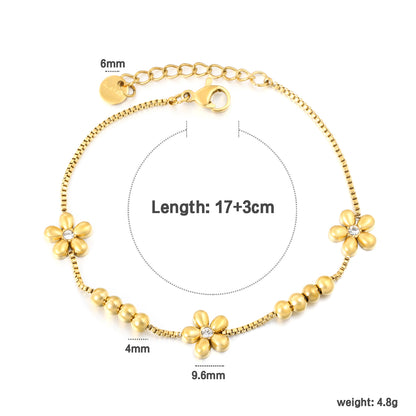 Wholesale Flower Bracelet | Floral Link Chain Stainless Steel | Waterproof Hypoallergenic Adjustable