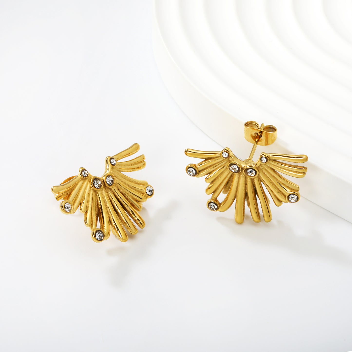 Wholesale Waterproof Fan Earrings | Hypoallergenic Earrings for Sensitive Ears | 304 Stainless Steel Jewelry Supplier