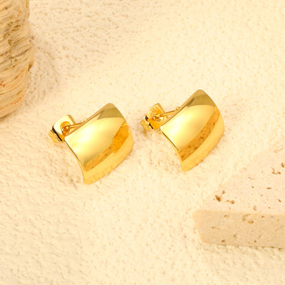 Trendy Geometric Stainless Steel Studs Earring 11.5*15mm PVD 18K gold