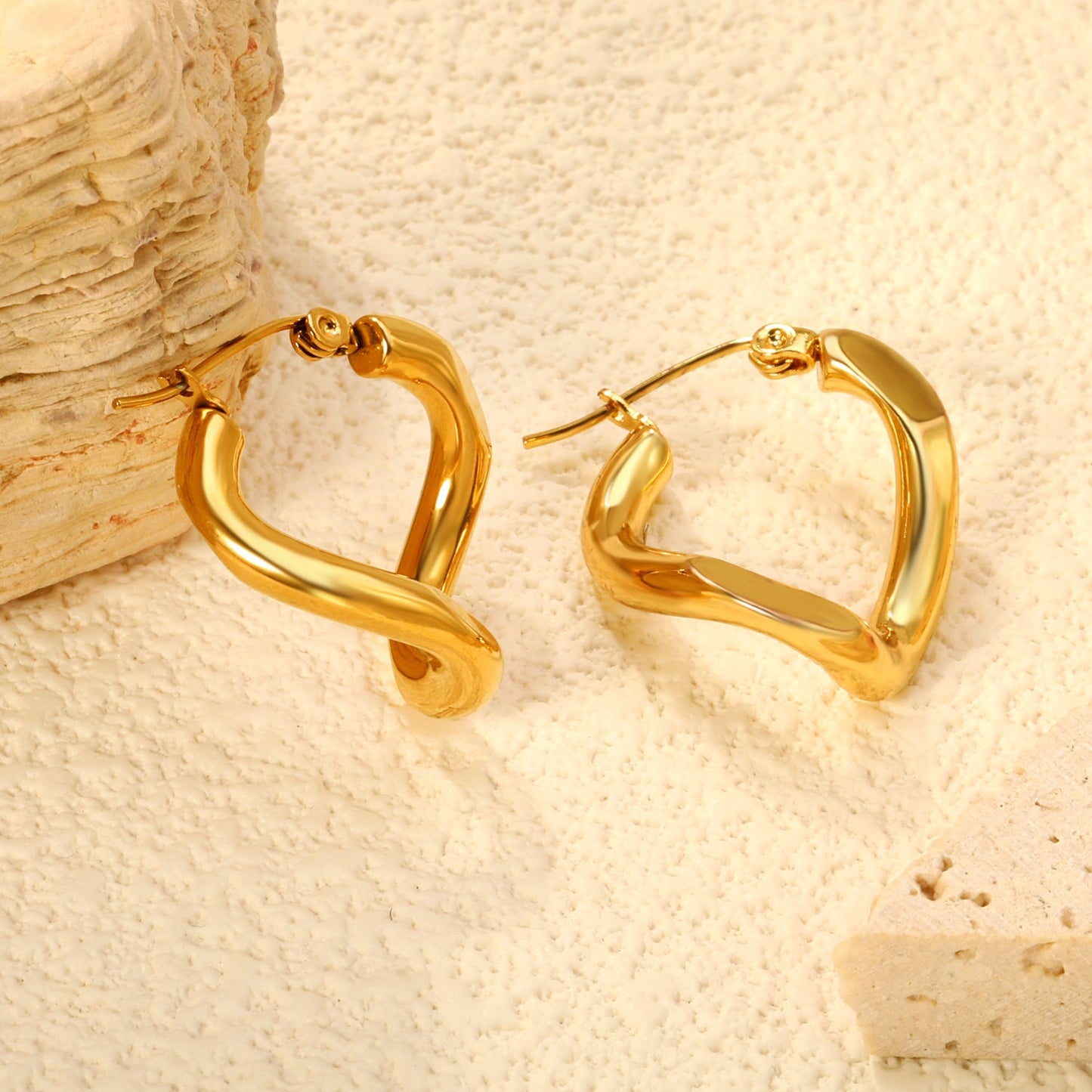 3.5*22mm Twisted Wire Double Sided Angled Earrings Gold color