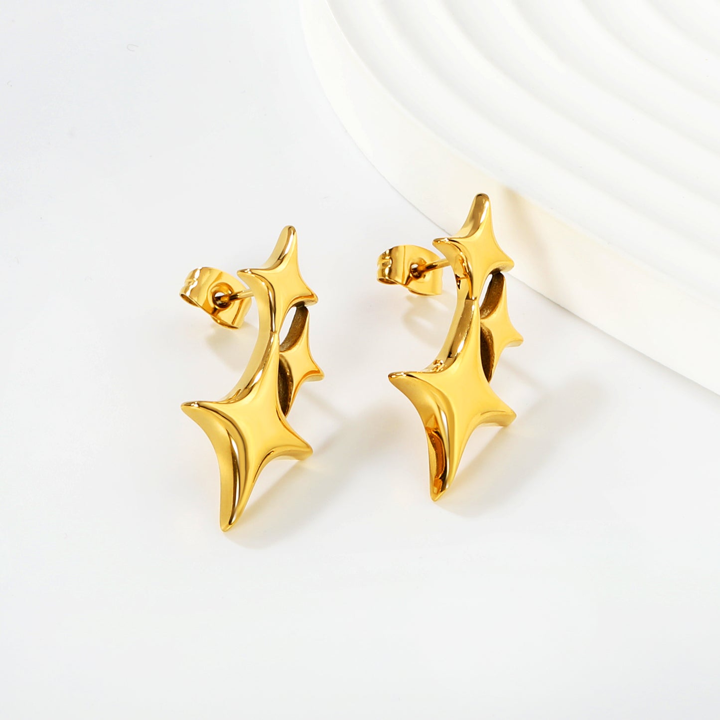 Waterproof & Hypoallergenic Stainless Steel Women Star Earrings (Bulk)
