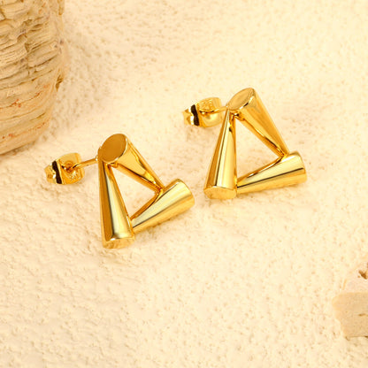 16.8*15.5mm ball and stick triangle earrings gold color