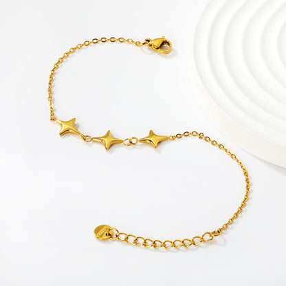 18K Gold Plated 3D Star Charm Bracelet | Stainless Steel Adjustable Waterproof Bracelet | Wholesale Minimalist Celestial Jewelry for Women