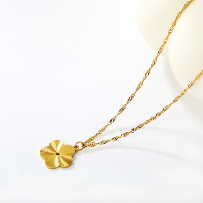 Wholesale Plum Blossom Engraved Necklace - Stainless Steel Hypoallergenic Jewelry for Women, Waterproof & Tarnish Resistant, Bulk Wholesale Supply