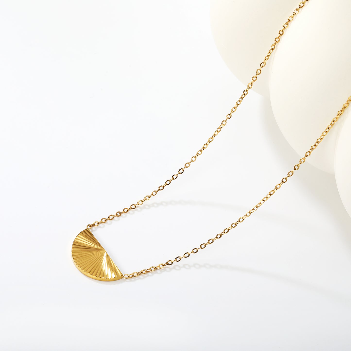 Wholesale Semi-Round Engraved Shiny Necklace - Surgical Steel Hypoallergenic Jewelry for Women, Waterproof & Tarnish Free, Bulk Wholesale Lots