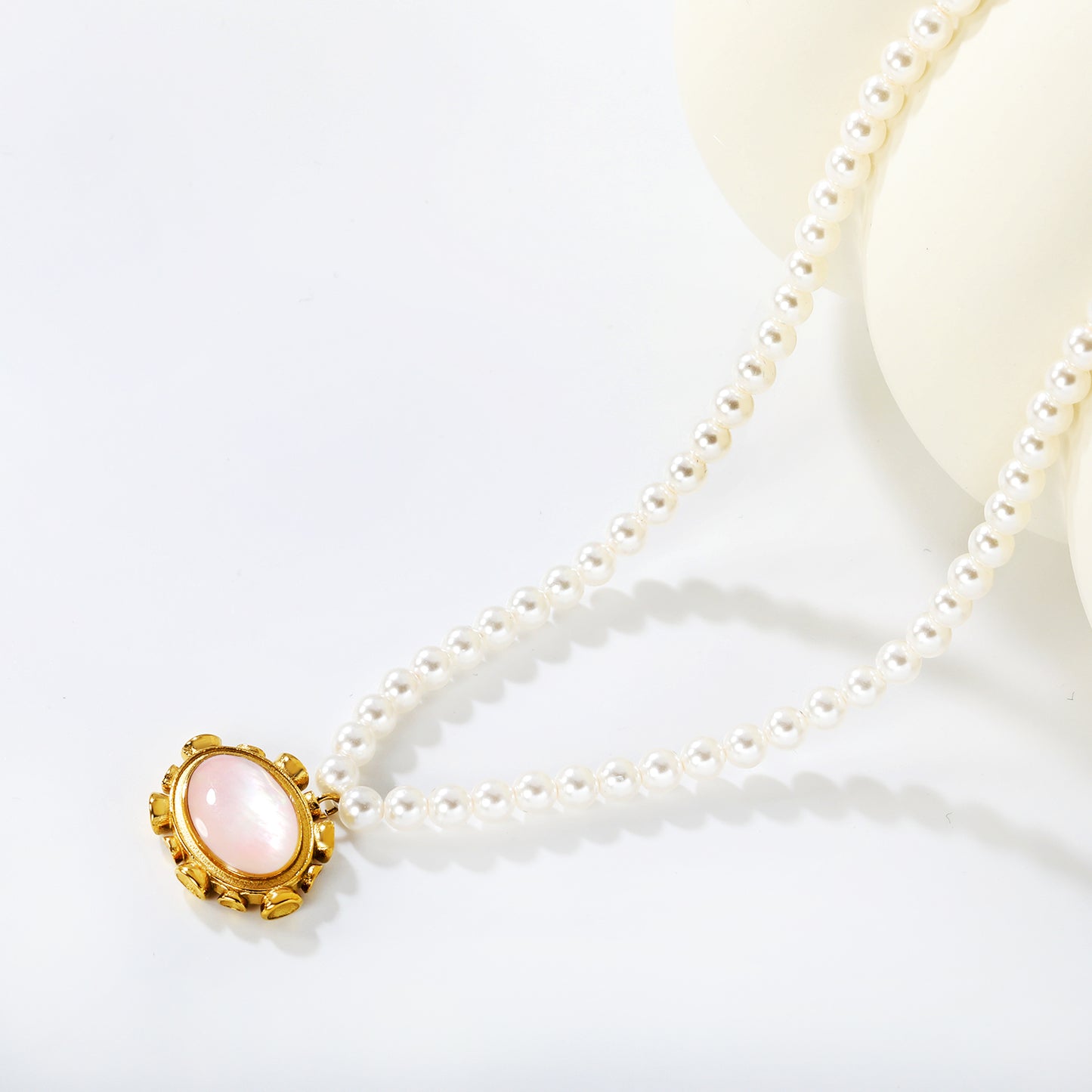 Wholesale Pink Shell Pearl Pendant Necklace – Hypoallergenic Jewelry for Women, Waterproof & Tarnish Free, Bulk Order Wholesale
