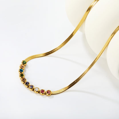 Wholesale Factory Colorful Cubic Zirconia Smile Necklace | Dainty Stainless Steel Chain for Women