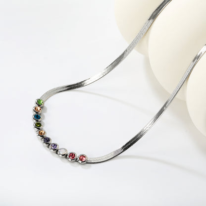 Wholesale Factory Colorful Cubic Zirconia Smile Necklace | Dainty Stainless Steel Chain for Women
