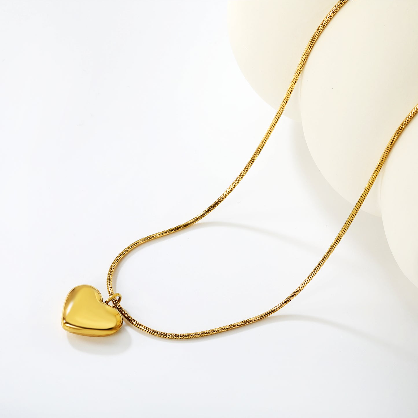 Wholesale Stainless Steel Snake Chain Heart Pendant Necklace – Waterproof Hypoallergenic Jewelry