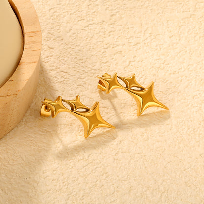 Waterproof & Hypoallergenic Stainless Steel Women Star Earrings (Bulk)