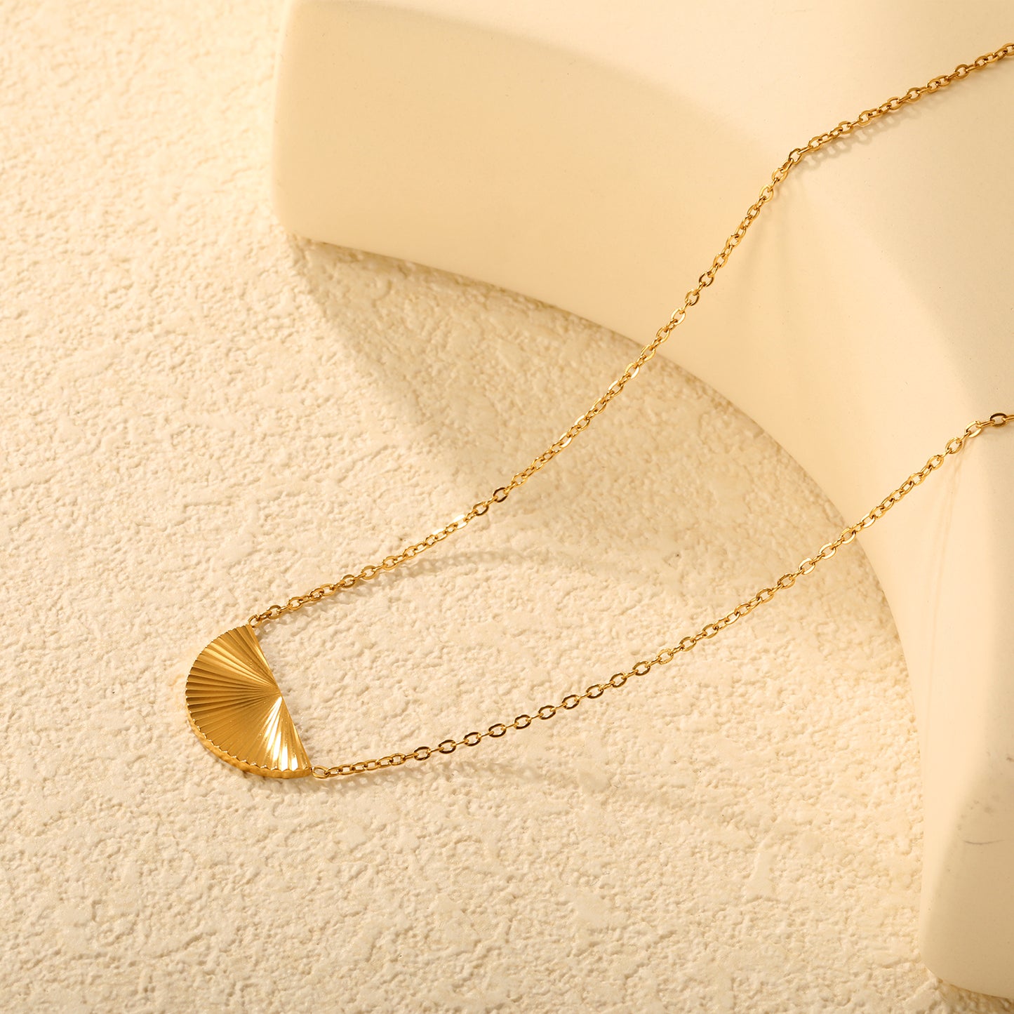 Wholesale Semi-Round Engraved Shiny Necklace - Surgical Steel Hypoallergenic Jewelry for Women, Waterproof & Tarnish Free, Bulk Wholesale Lots