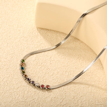 Wholesale Factory Colorful Cubic Zirconia Smile Necklace | Dainty Stainless Steel Chain for Women
