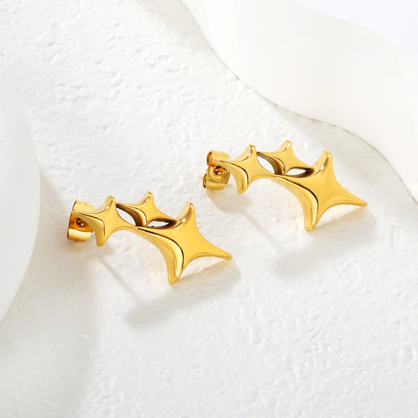 Waterproof & Hypoallergenic Stainless Steel Women Star Earrings (Bulk)
