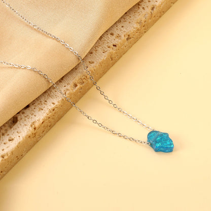 Blue Abalone Pendant 9.3*10.7mm Necklace 45+5cm