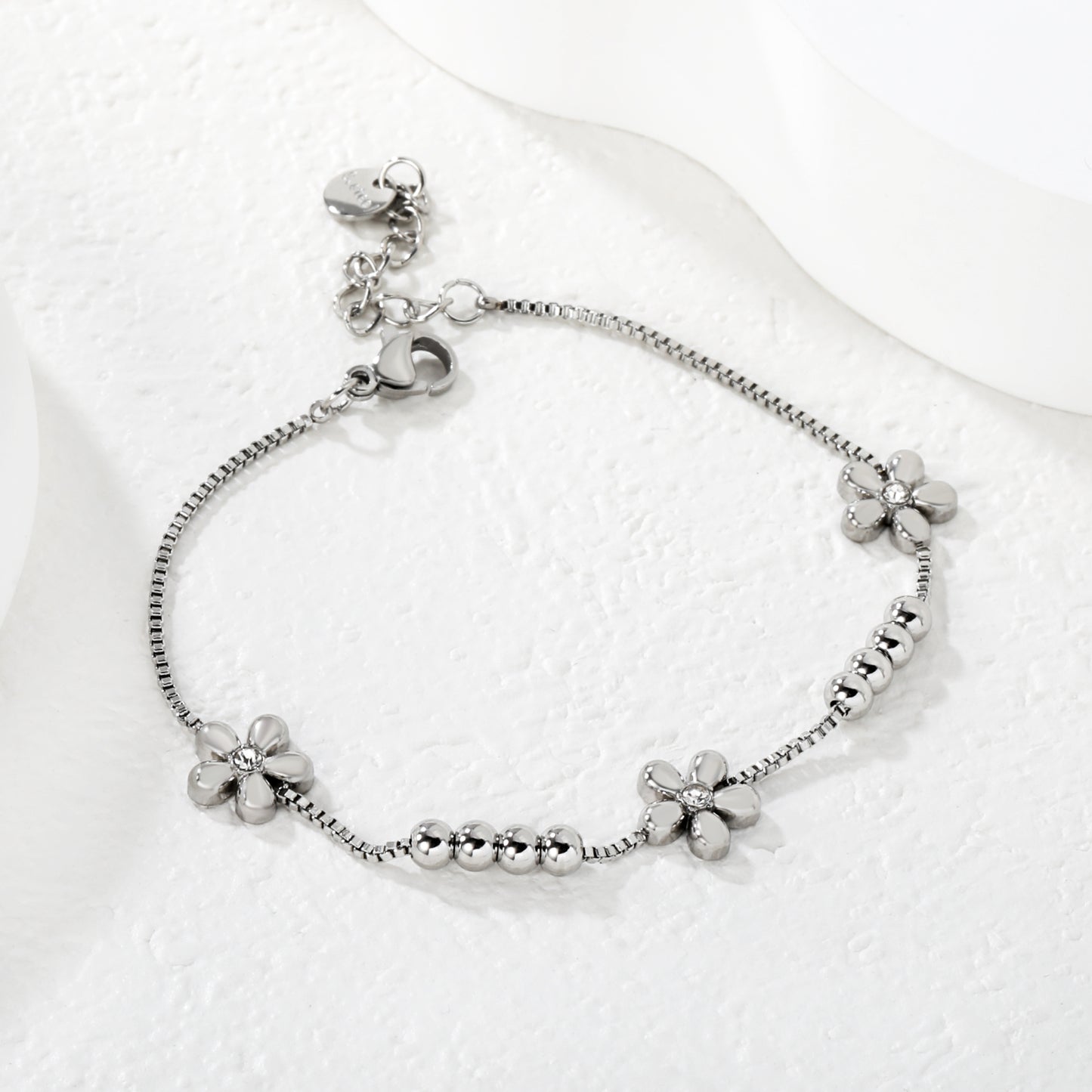 Wholesale Flower Bracelet | Floral Link Chain Stainless Steel | Waterproof Hypoallergenic Adjustable