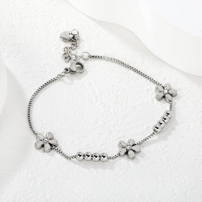 Wholesale Flower Bracelet | Floral Link Chain Stainless Steel | Waterproof Hypoallergenic Adjustable