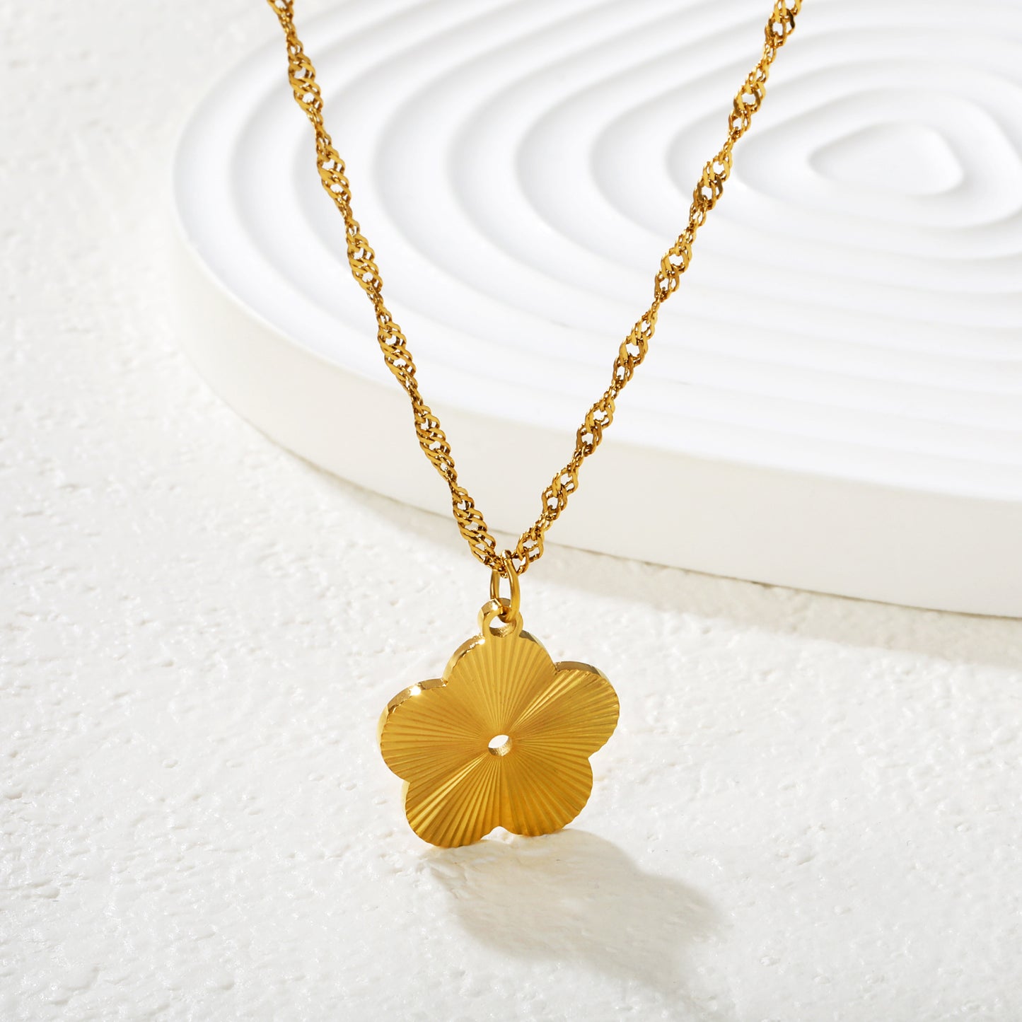 Wholesale Plum Blossom Engraved Necklace - Stainless Steel Hypoallergenic Jewelry for Women, Waterproof & Tarnish Resistant, Bulk Wholesale Supply