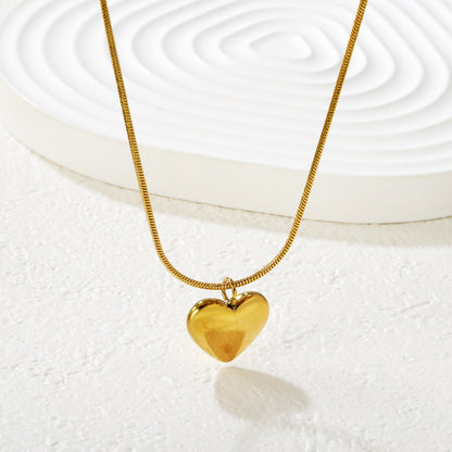 Wholesale Stainless Steel Snake Chain Heart Pendant Necklace – Waterproof Hypoallergenic Jewelry