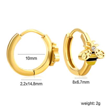 Wholesale Nature-Inspired Earrings – Butterfly & Bee Designs with White Zircon/Czech Glass (Gold Stainless Steel, 2.2mm French Hook)