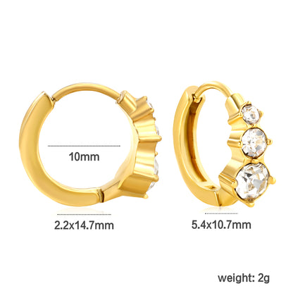 Wholesale Gold Stainless Steel Earrings Collection - 6 Trendy Styles with White Zircon/Czech Glass (2.2mm French Hooks）