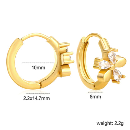 ✨ Wholesale Gold Floral & Butterfly Ear Cuffs - 6.2-10mm Designs w/ White Zircon | 10mm Adjustable Stainless Steel (1.6-2.5g)