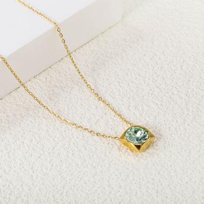 Square Pendant with white & mineral black & deep purple & light purple & red & pink & deep blue & light blue & deep green & light green & white opal & pink opal pendant 10mm necklace 43+5cm