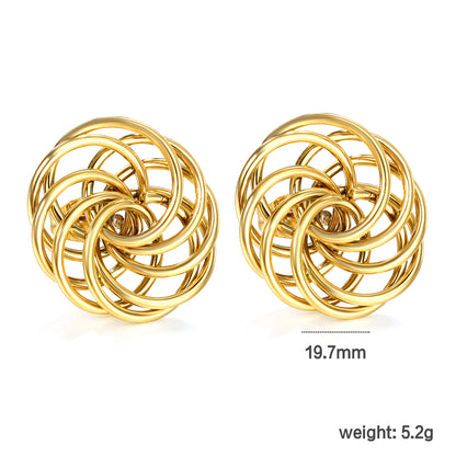 ✨ Wholesale 19.7mm Gold Floral Hoop Earrings Round Wreath Design | 5.2g Stainless Steel Earrings Bulk | Hypoallergenic