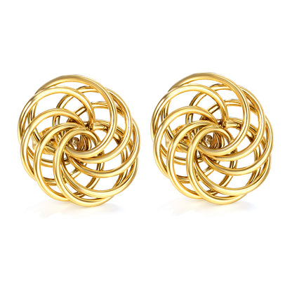 ✨ Wholesale 19.7mm Gold Floral Hoop Earrings Round Wreath Design | 5.2g Stainless Steel Earrings Bulk | Hypoallergenic