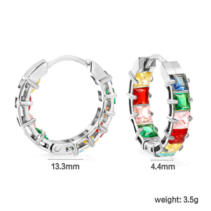 Thick 3*W 4.4*ID 13.3mm ear clips with inner and outer square white/purple/colored zirconium steel/golden