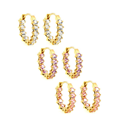 Thick 2.4*Wide 4.2*I.D. 14mm Ear Clips with rounded white/purple/pink zirconium steel/golden color