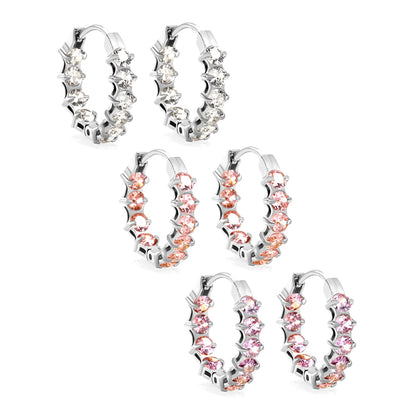 Thick 2.4*Wide 4.2*I.D. 14mm Ear Clips with rounded white/purple/pink zirconium steel/golden color