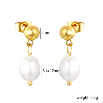✨ Luxury Pearl Earrings Wholesale 8.4x12mm Natural Pearl | 6mm Gold Spacer | Hypoallergenic Jewelry for Boutiques