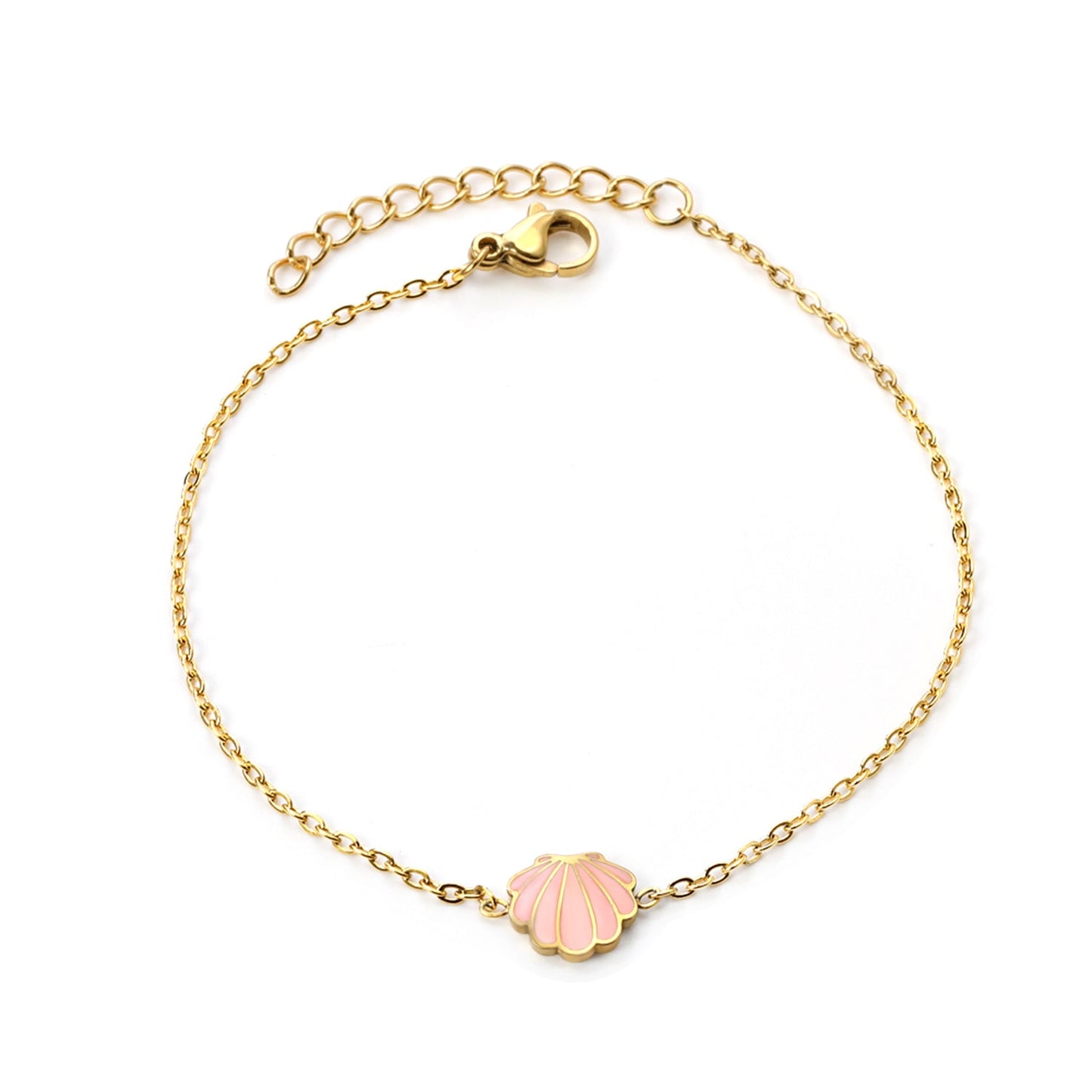 Shell with Pink Drip Oil*9.4*8.4 Bracelet 18+3cm