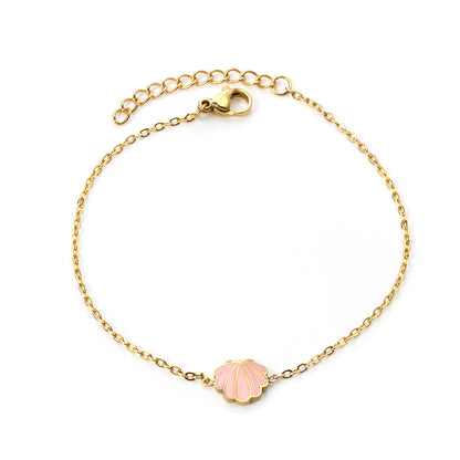 Shell with Pink Drip Oil*9.4*8.4 Bracelet 18+3cm