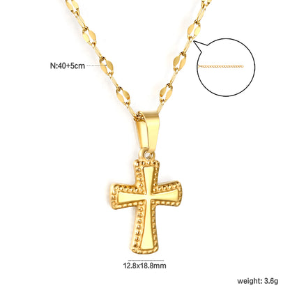 ✨Wholesale Gold Cross Necklace Set 3-Piece Layered (5-31.3mm) + 18.8mm Crucifix | 40+5cm & 45+5cm Chains | Stainless Steel Bulk