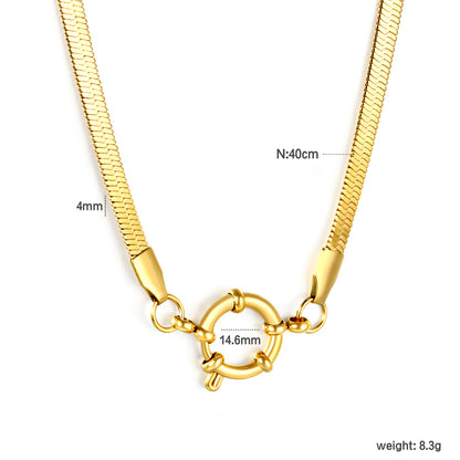 ✨ Wholesale Gold Stainless Steel Necklace Set - 5mm Flat Snake Chain (43cm) & 4mm Cable Chain (40cm) w/ 14.1mm-14.6mm Clasps