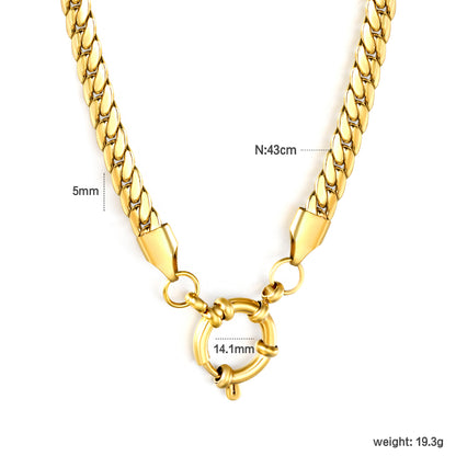 Wholesale 5.0mm Gold Dragon Chain Necklace | 43cm Stainless Steel Rope Chain | 14.1mm Round Lobster Clasp | Bulk Men's & Women's Jewelry