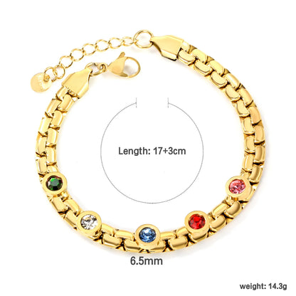 ✨ 18K Gold Plated Rainbow Zircon 17+3cm/20cm Bracelet Wholesale (MOQ 12+) | Stainless Steel Hypoallergenic 🌍 | Dainty Chain & Charm Bracelets