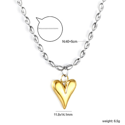 ✨ Minimalist Heart Necklace Wholesale 11.9x14.1mm Pendant | Adjustable Bead Chain | Hypoallergenic Steel Jewelry