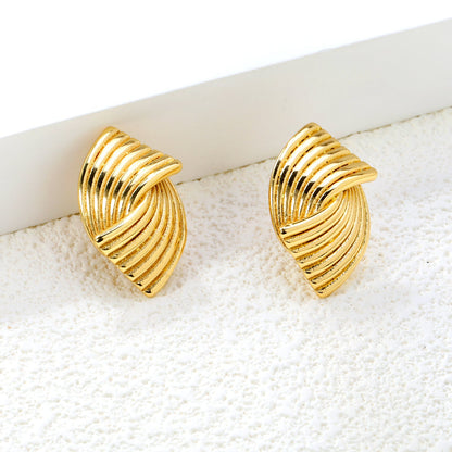 17*25.7mm Double Piece Curved Earrings Gold color