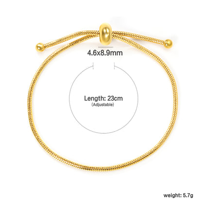 ✨ Wholesale Gold Stainless Steel Hollow Circle Bracelet - 4.6x8.9mm Links | Adjustable 23cm (5.7g)