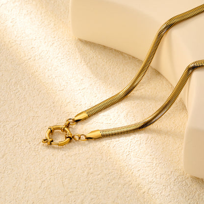 ✨ Wholesale Gold Stainless Steel Necklace Set - 5mm Flat Snake Chain (43cm) & 4mm Cable Chain (40cm) w/ 14.1mm-14.6mm Clasps